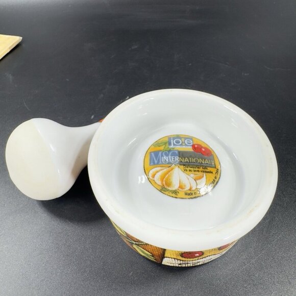 JOIE MSC International Garlic Mortar and Pestle Ceramic Grinder Herbs Spices - Picture 6 of 12